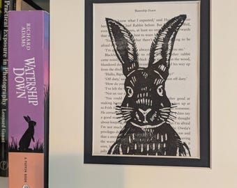 Watership Down rabbit head Linoprint