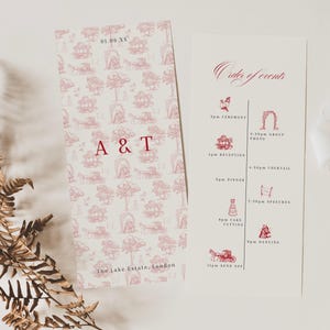 Chic Toile de Jouy Wedding Program, Order of Service, Printable Wedding Celebration Program, Digital Printable Ceremony Booklet | LYANA