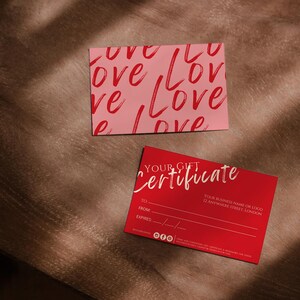 Modèle-cadeau Saint-Valentin, certificat-cadeau Saint-Valentin, bon cadeau modifiable, carte-cadeau imprimable, coupon, chèque-cadeau DIY