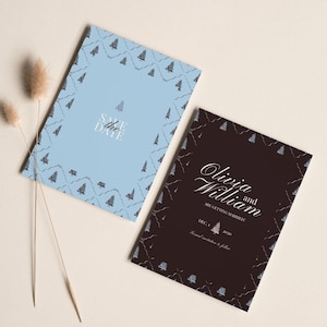 Termin für eine Winterhochzeit vormerken, Hochzeitseinladungen mit Weihnachtsbaum-Motiv, Weihnachtshochzeit, druckbarer digitaler Download | NORA