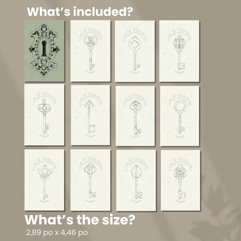 Room Key Card Template, Printable Key Card, Hotel Key Card, Cottage Key Card, Guesthouses Key ...