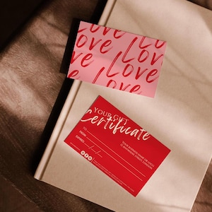 Modèle-cadeau Saint-Valentin, certificat-cadeau Saint-Valentin, bon cadeau modifiable, carte-cadeau imprimable, coupon, chèque-cadeau DIY