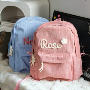 Benutzerdefinierte Name Kleinkind Rucksack, personalisierte Cord Rucksack für Kinder, Hand bestickt, Vorschul Rucksack, Kinderrucksack mit Namen