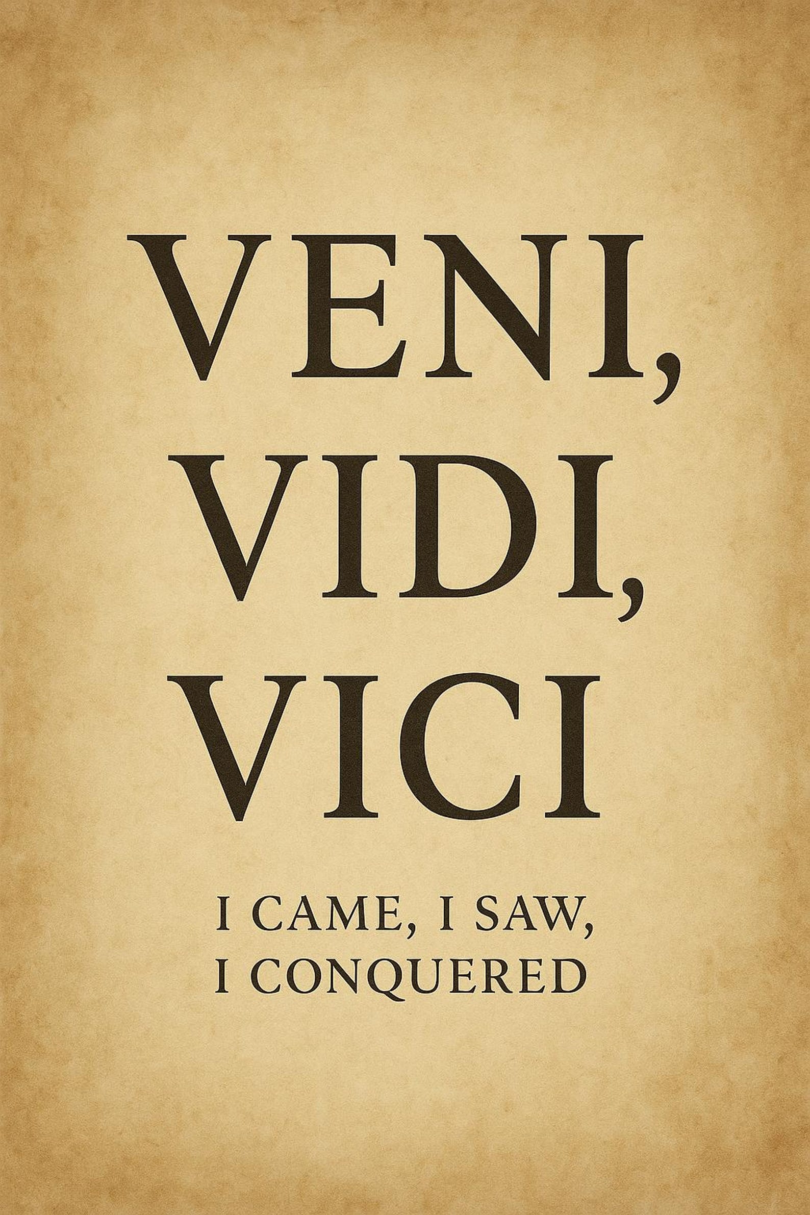 Veni Vidi Vici Latin Quote Poster – I Came I Saw I Conquered ...