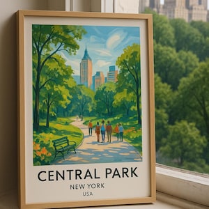 Póster de Central Park, Nueva York, arte imprimible de alta resolución, decoración de pared, descarga digital