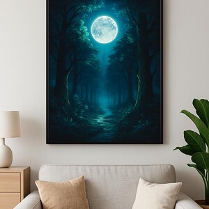 Mystical Forest Under Moonlight – High Res Portrait Printable Art