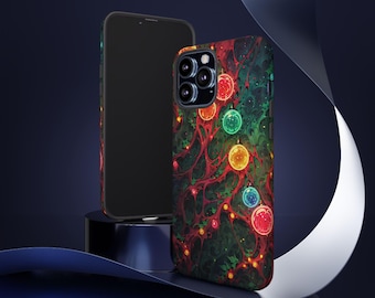 Estuches resistentes con luces navideñas vintage de estilo neón: bombillas navideñas retro, fundas protectoras festivas para teléfono, accesorios para bombillas navideñas, geniales