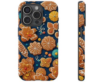 Funda resistente para iPhone con diseño de galletas de jengibre festivas para amantes de las galletas navideñas: funda protectora para smartphone para temporada navideña