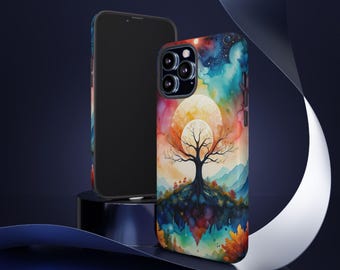 Árbol de la vida de la armonía celestial Fases de la luna Regalo, Fundas resistentes, Árbol de la vida, Funda para teléfono, Funda protectora, Personalizada