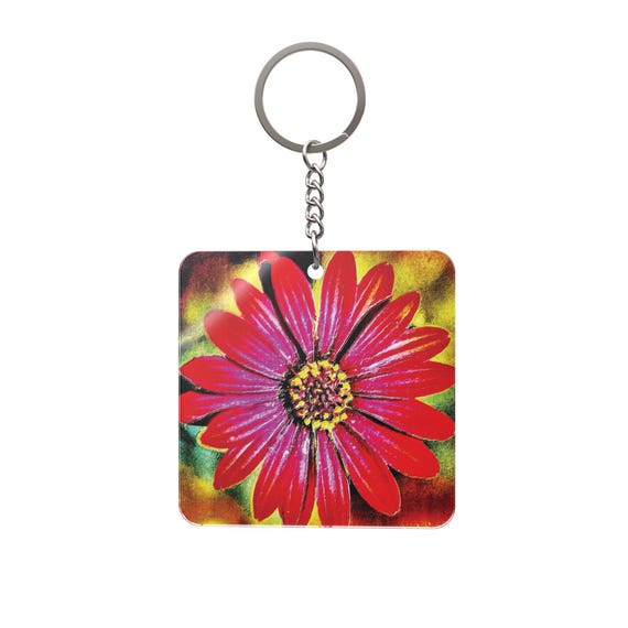 Daisy Square Keychain | Flower Art