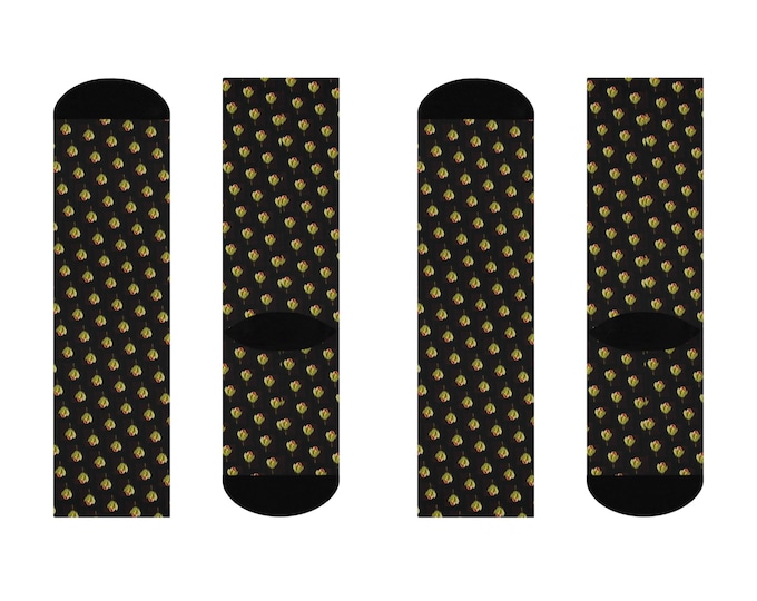 Tulip Floral Cushioned Crew Socks