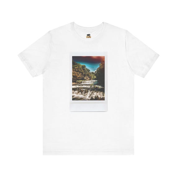 Waterfall Graphic Tee | Vintage Polaroid Nature Photography T-Shirt