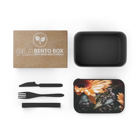 Floral Bento Box | Lunch Container with Band and Utensils