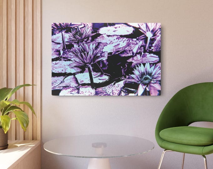 Ombré Water Lily Metal Art Sign | Floral Pond Wall Decor