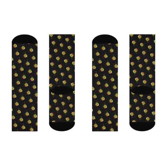 Floral Tulips Graphic Cushioned Crew Socks