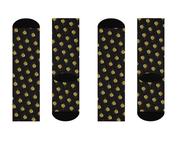 Floral Tulips Graphic Cushioned Crew Socks