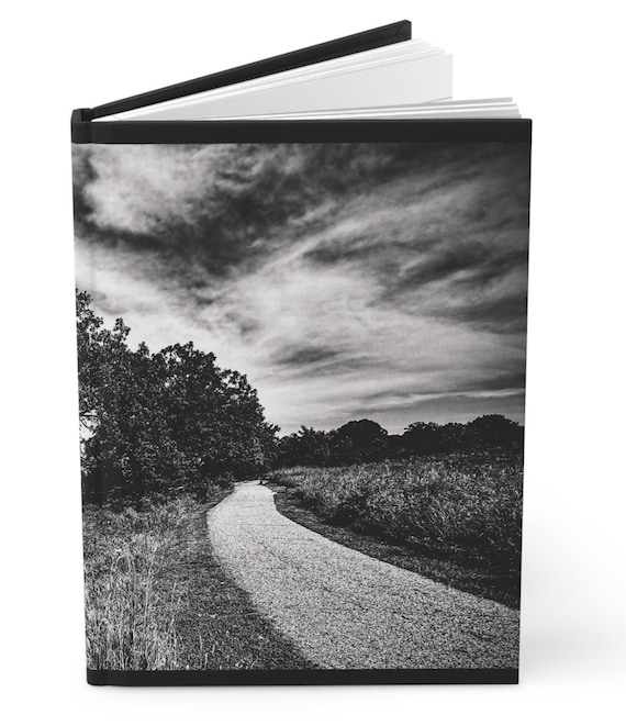 Black and White Scenic Path Hardcover Journal | Landscape Photography Notebook