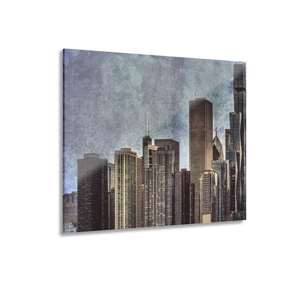 Chicago Skyline Acrylic Print | Vintage City Wall Art