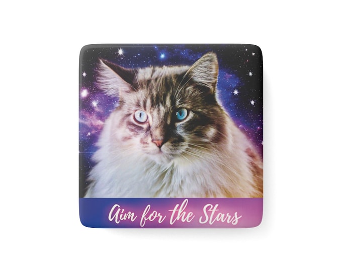 Aim for the Stars Cosmic Cat | Porcelain Magnet