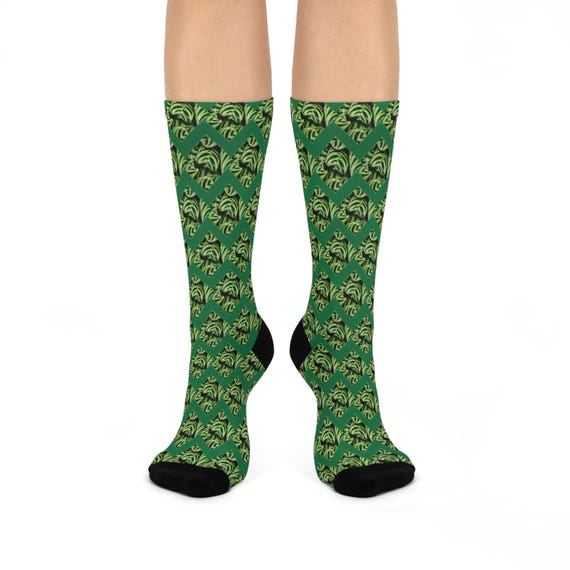 Calathea Peacock Leaves Crew Socks | Plant Socks