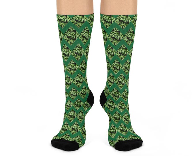 Calathea Peacock Leaves Crew Socks | Plant Socks