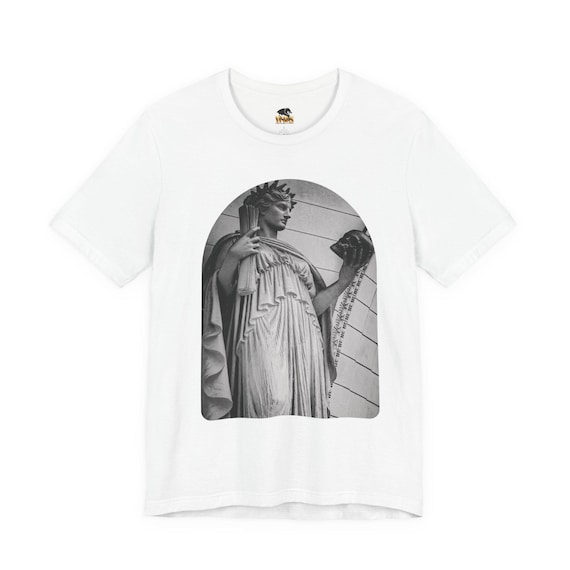 Classical Skull Statue Print T-Shirt | Monochrome Art