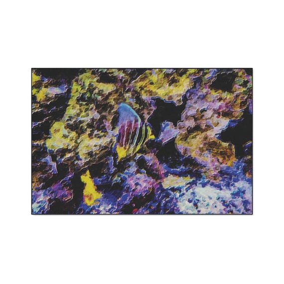 Coral Reef Colorful Fish Floor Rug | Ocean Tropical Nautical Décor