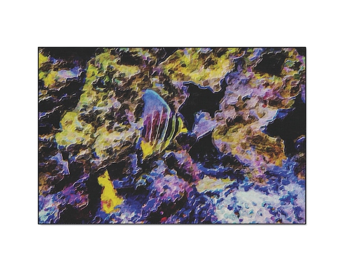 Coral Reef Colorful Fish Floor Rug | Ocean Tropical Nautical Décor