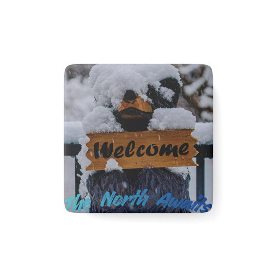 The North Awaits Porcelain Magnet | Snow Bear Welcome