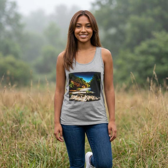 Forest River Waterfall Graphic Tank | Nature Tank Top