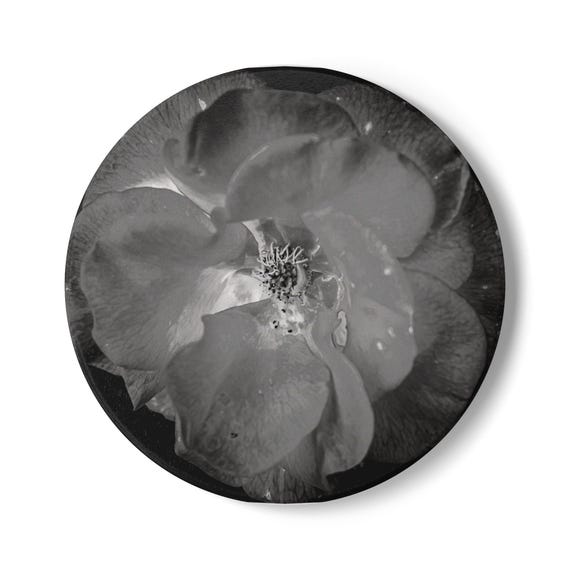 Black and White Rose Ceramic Coaster | Flower Coaster