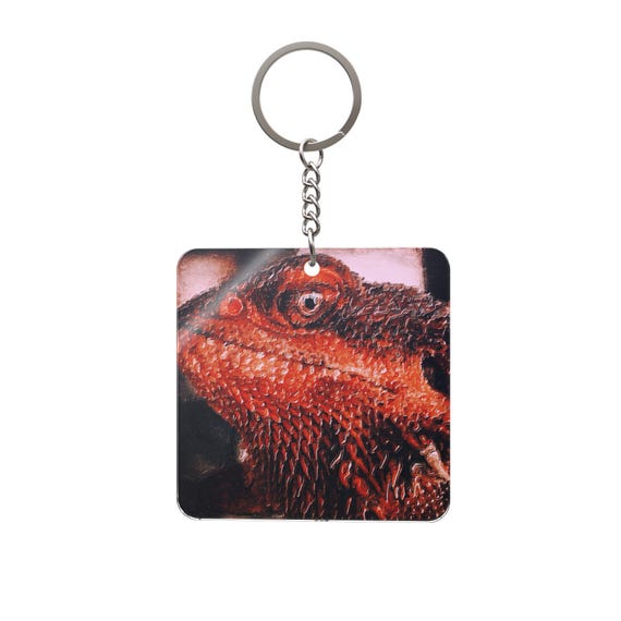 Red Bearded Dragon Keychain |  Beardie Art Keyring