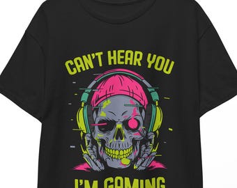 Lustiges Schädel Gamer T-Shirt - Jungen Teens Männer Video Gaming Addict Tee