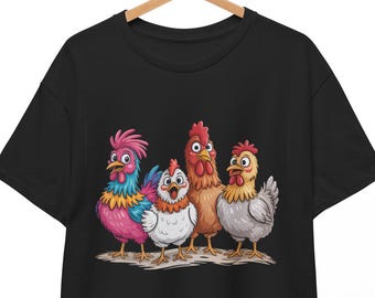 Funny Chicken Art T-Shirt: Crazy Hen Graphic Tee, Poultry Lover Gift