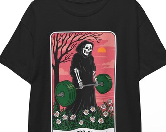 Funny Tarot Card Deadlifts T-Shirt: Gym Workout Graphic Tee