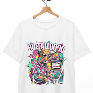 Buffalo Slot Machine Funny Casino Art Unisex Tee, Casino Lovers Costume Shirt, Gambling Graphic T-Shirt, Gamer Gift, Vegas Party Outfit