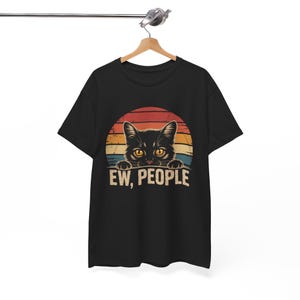 Chemise drôle de chat rétro Ew People, t-shirt anti-introverti social vintage, t-shirt graphique humour amoureux des chats pour hommes femmes enfants