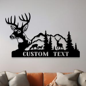 Personalized Deer Metal Wall Art, Custom Family Name Deer Sign, Custom Name Buck Sign, Outdoor Deer Metal Name Sign, Metal Deer Hunter Gift
