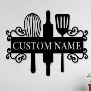 Custom Metal Kitchen Sign, Personalized Name Kitchen Sign, Kitchen Decor, Kitchen Metal Wall Art, Kitchen Wall Decor, Housewarming Gift