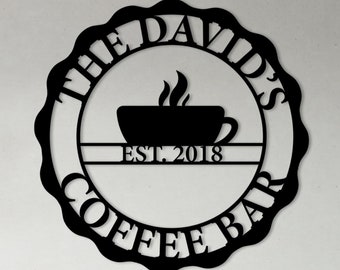 Custom Coffee Bar Metal Sign: Personalized Coffee Station Decor