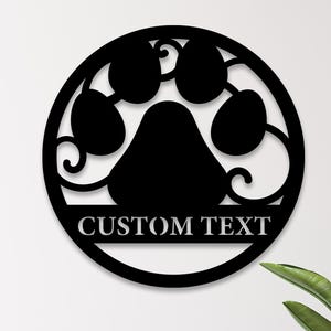 Custom Name Metal Dog Paw Sign: Pet Lover Wall Decor