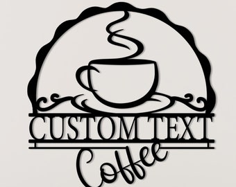 Custom Coffee Bar Metal Sign: Personalized Coffee Station Decor