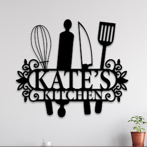 Personalized Name Kitchen Sign, Custom Metal Kitchen Sign, Kitchen Decor, Kitchen Metal Wall Art, Kitchen Wall Decor, Housewarming Gift