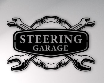 Gepersonaliseerde monteur metalen bord garage: aangepast werkplaatsdecor