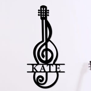 Personalized Guitar Metal Wall Art: Custom Musician Name Sign