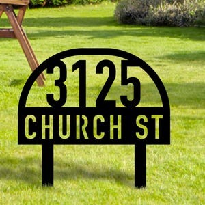 Custom Metal Address Sign Garden Stake - Personalized House Number and Street Name Sign for Lawn, Driveway, Garden, Custom Outdoor Sign