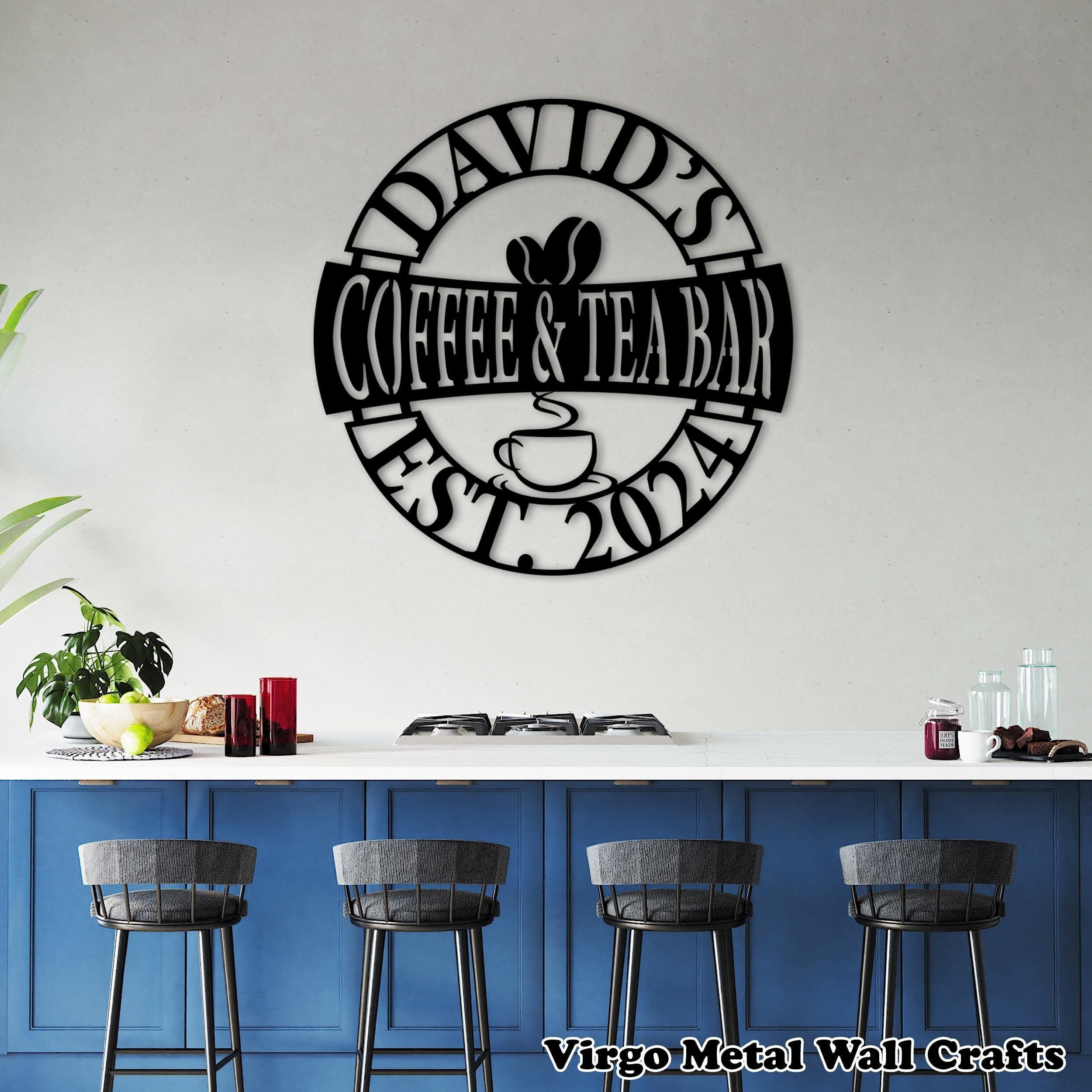 Custom Coffee Bar Metal Sign: Personalized Coffee & Tea Decor