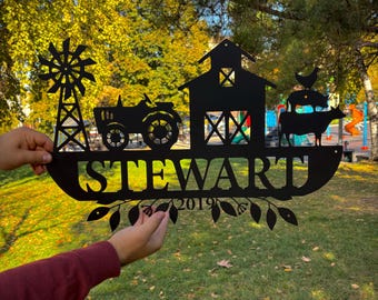 Personalized Farmhouse Metal Name Sign: Custom Family Decor