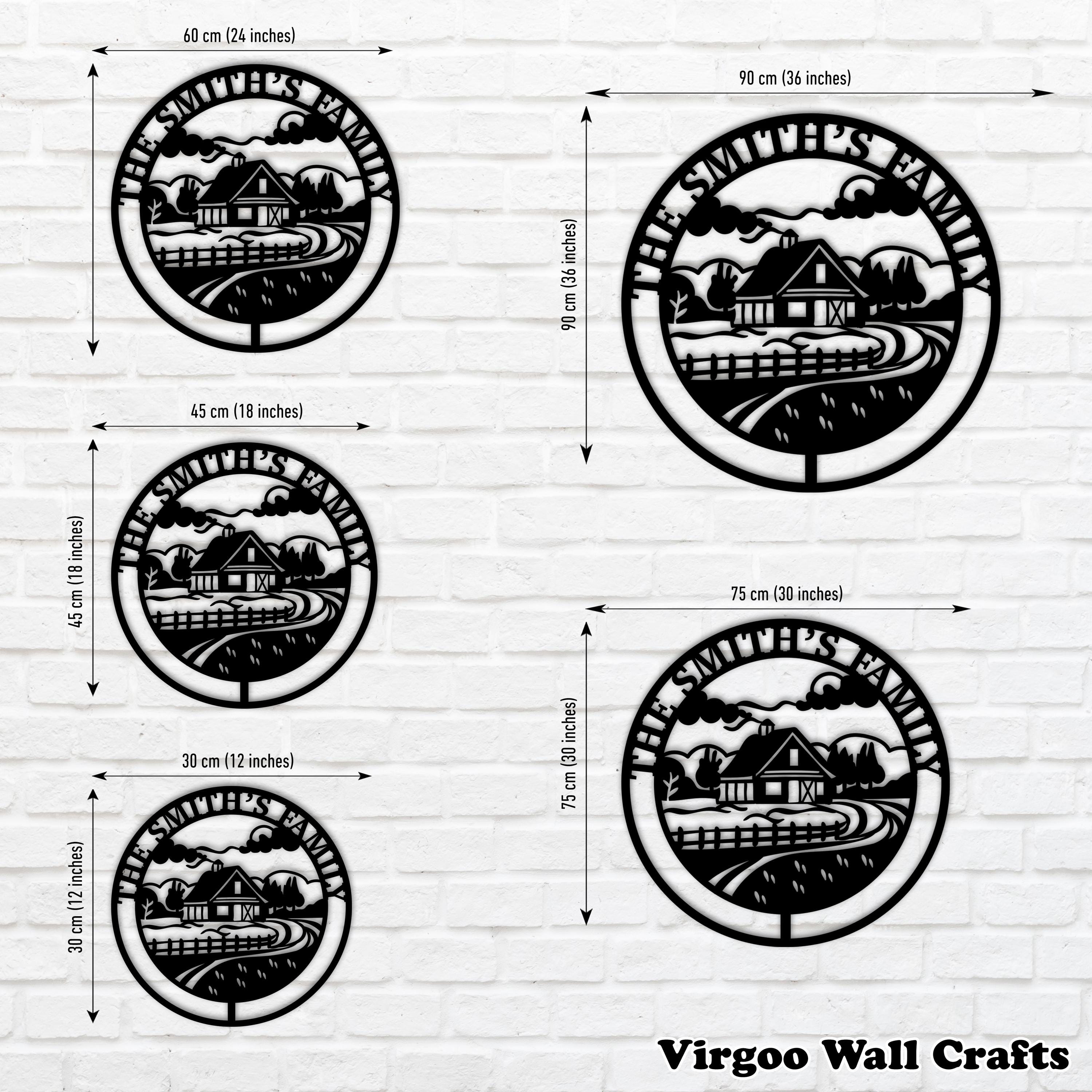 Custom Family Name Metal Wall Art, Personalized Farmhouse Wall Decor ...