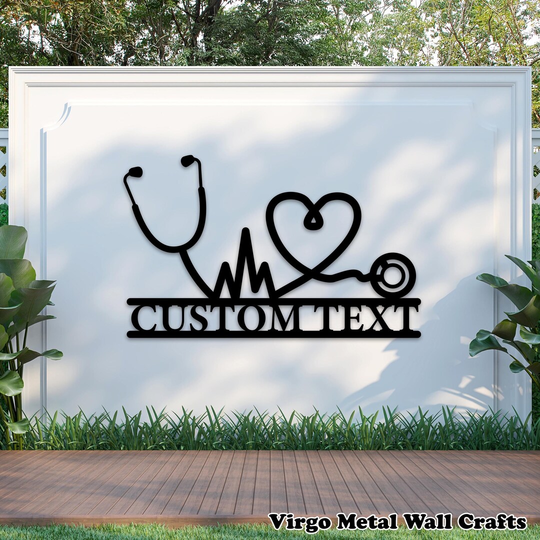 Stethoscope Name Metal Sign, Personalized Doctor Sign, Gift for Doctors ...
